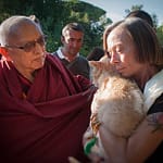 Portland Chapter Leader Sharon Methvin with Lama Zopa Rinpoche